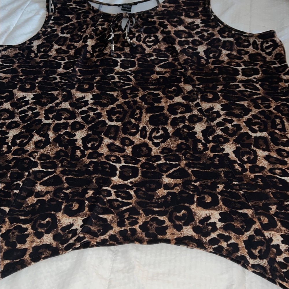 Robert Louis Leopard Print Tank Top - Black and Brown